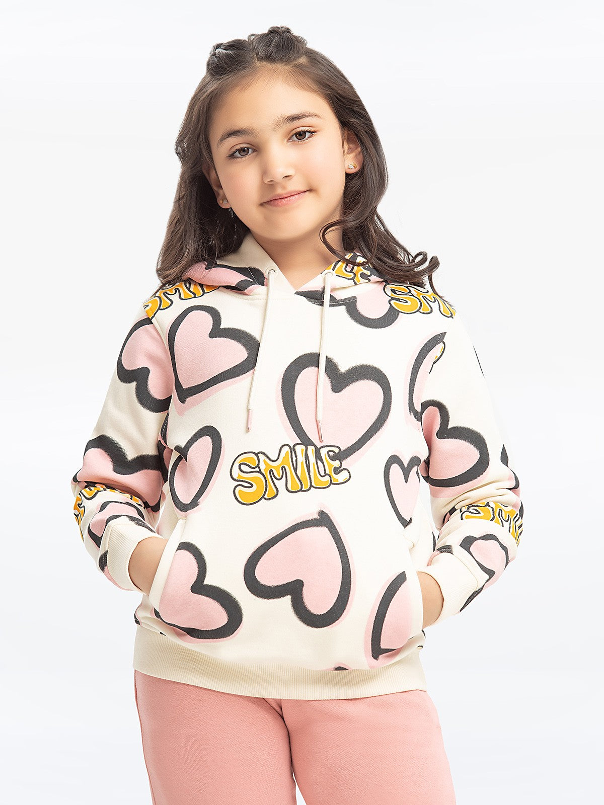 Edenrobe - Girl's Cream Hoodie - EGTH23-010