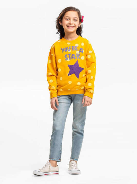 Edenrobe - Girl's Yellow Sweatshirt - EGTSS23-002