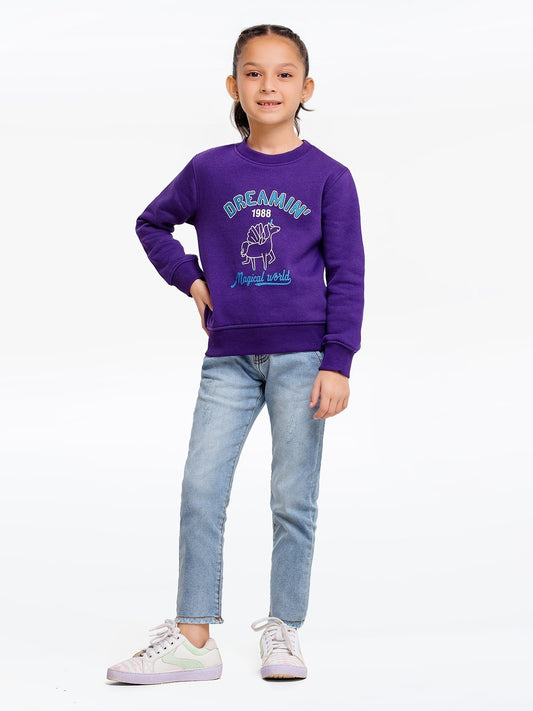 Edenrobe - Girl's Purple Sweatshirt - EGTSS23-006