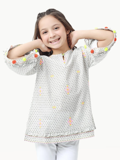 Edenrobe - Girl's Ash Grey Fusion Top - EGTFT22-100014