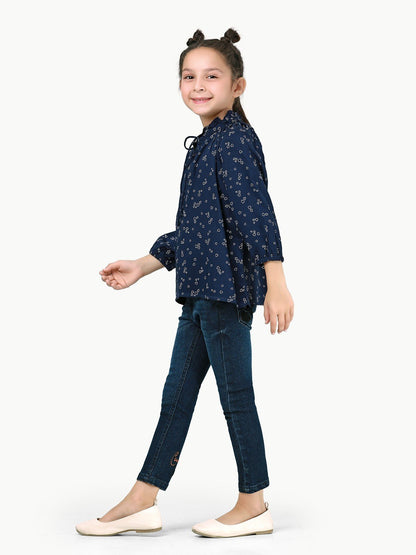 Edenrobe - Girl's Navy Blue Fusion Top - EGTFT22-100015