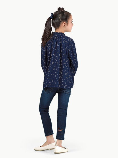 Edenrobe - Girl's Navy Blue Fusion Top - EGTFT22-100015