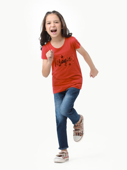 Edenrobe - Girl's Maroon Top - EGTK23-006