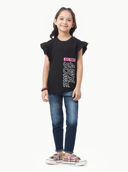 Edenrobe - Girl's Black Top - EGTK23-023