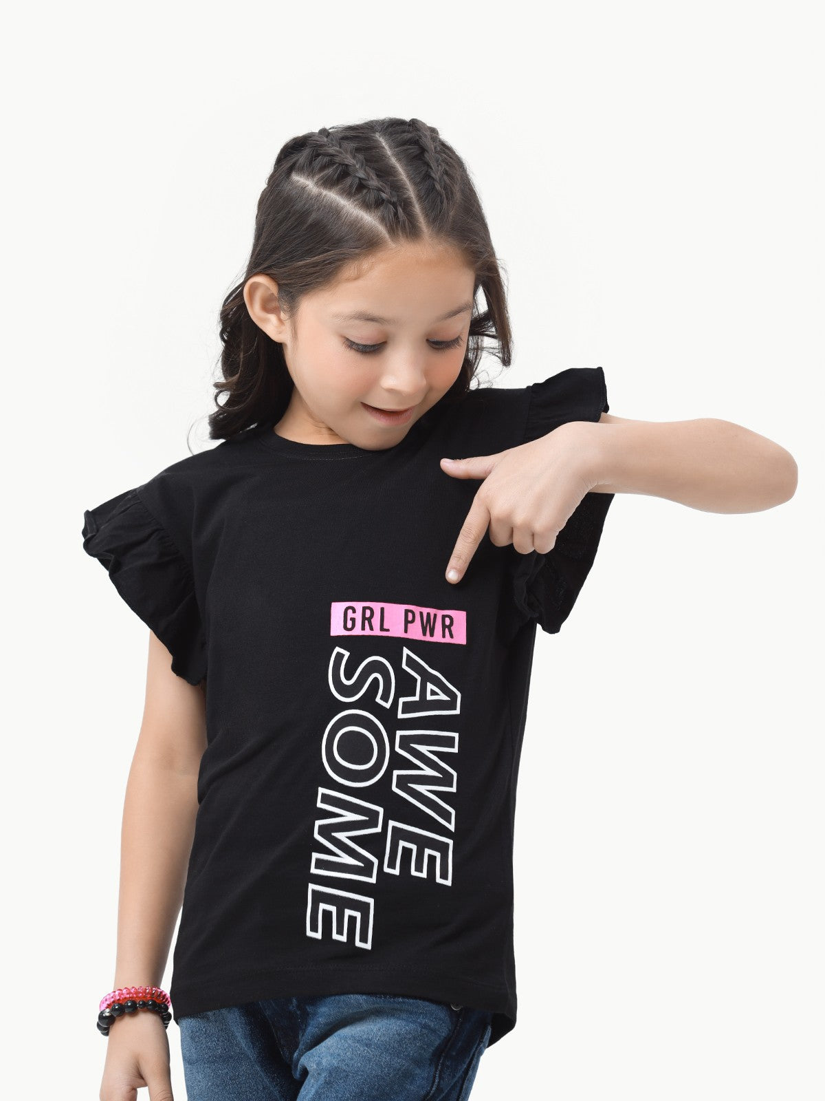 Edenrobe - Girl's Black Top - EGTK23-023