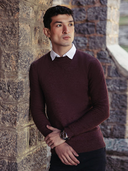 Edenrobe - Men's Burgundy Sweater - EMTSWT23-008