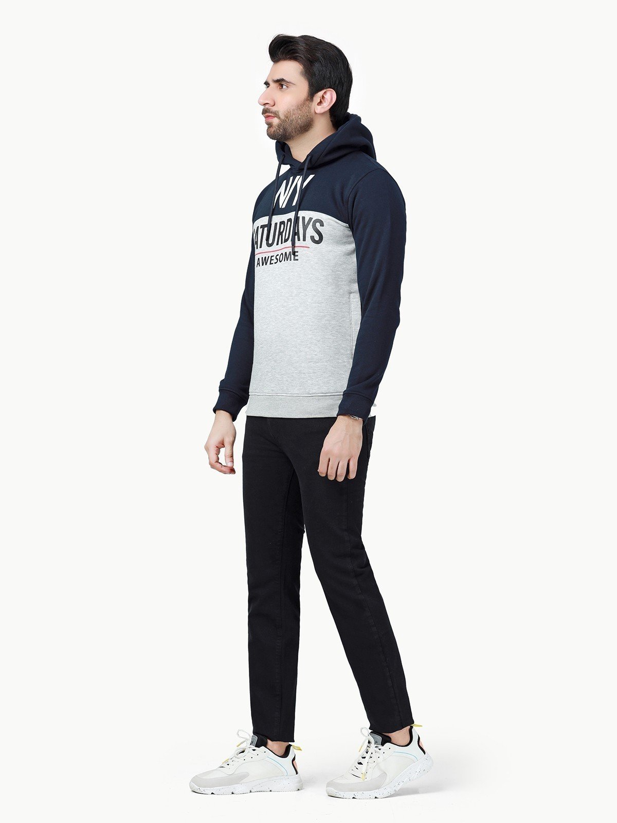 Edenrobe - Men's Navy & Grey Hoodie - EMTH22-003