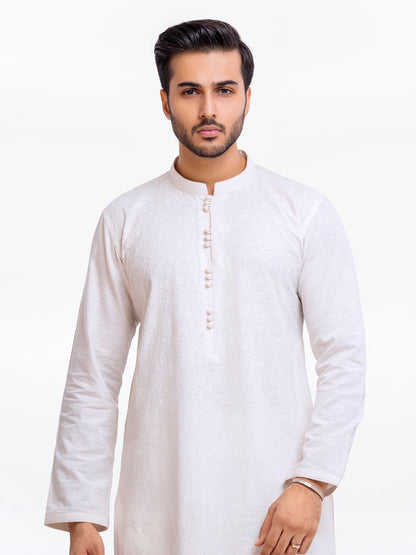Edenrobe - Men's White Kurta Pajama - EMTSC23-091