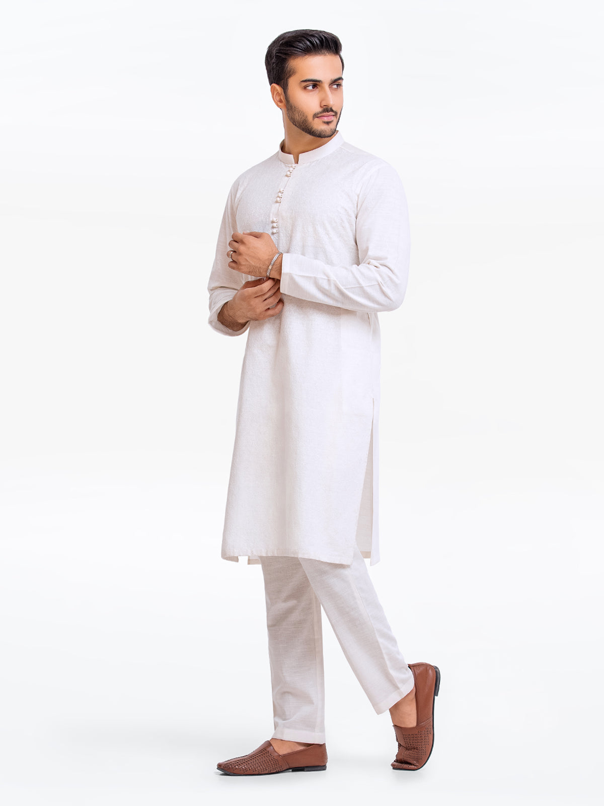 Edenrobe - Men's White Kurta Pajama - EMTSC23-091
