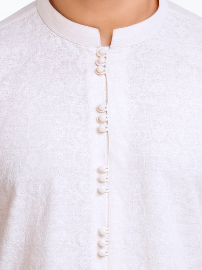 Edenrobe - Men's White Kurta Pajama - EMTSC23-091