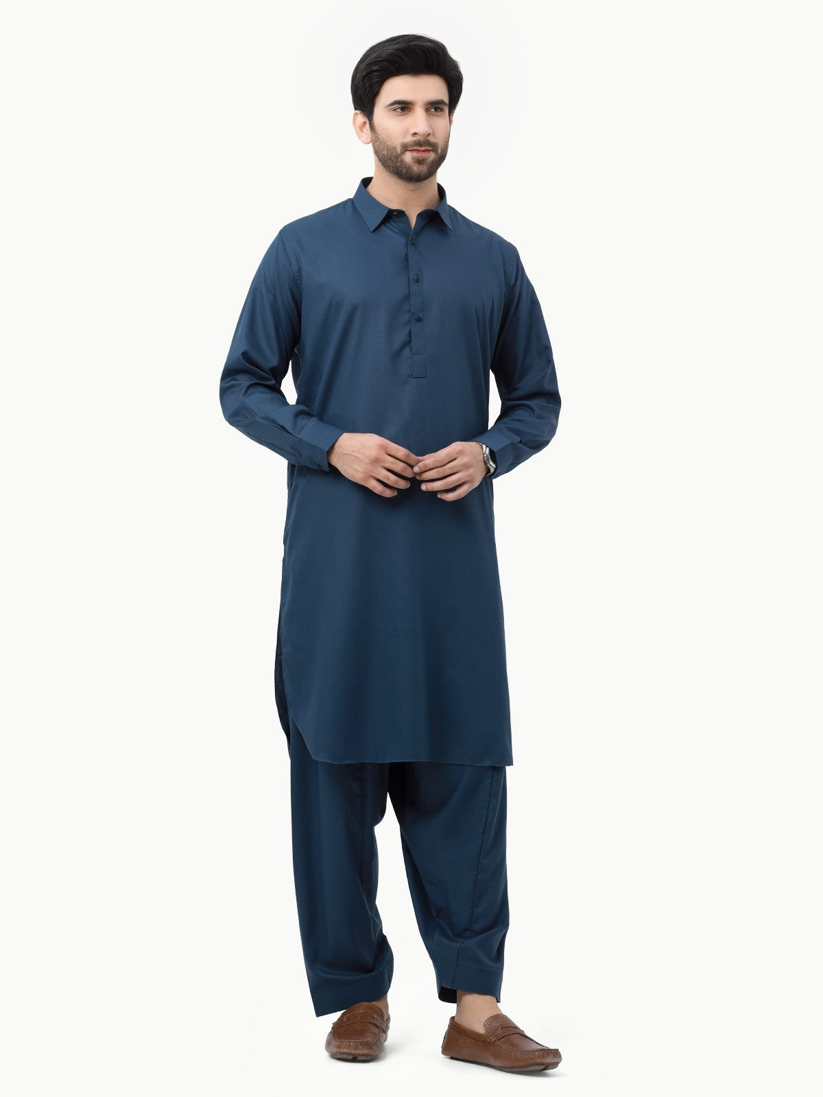 Edenrobe - Men's Dark Navy Kurta Shalwar Plain - EMTKSP23-41001