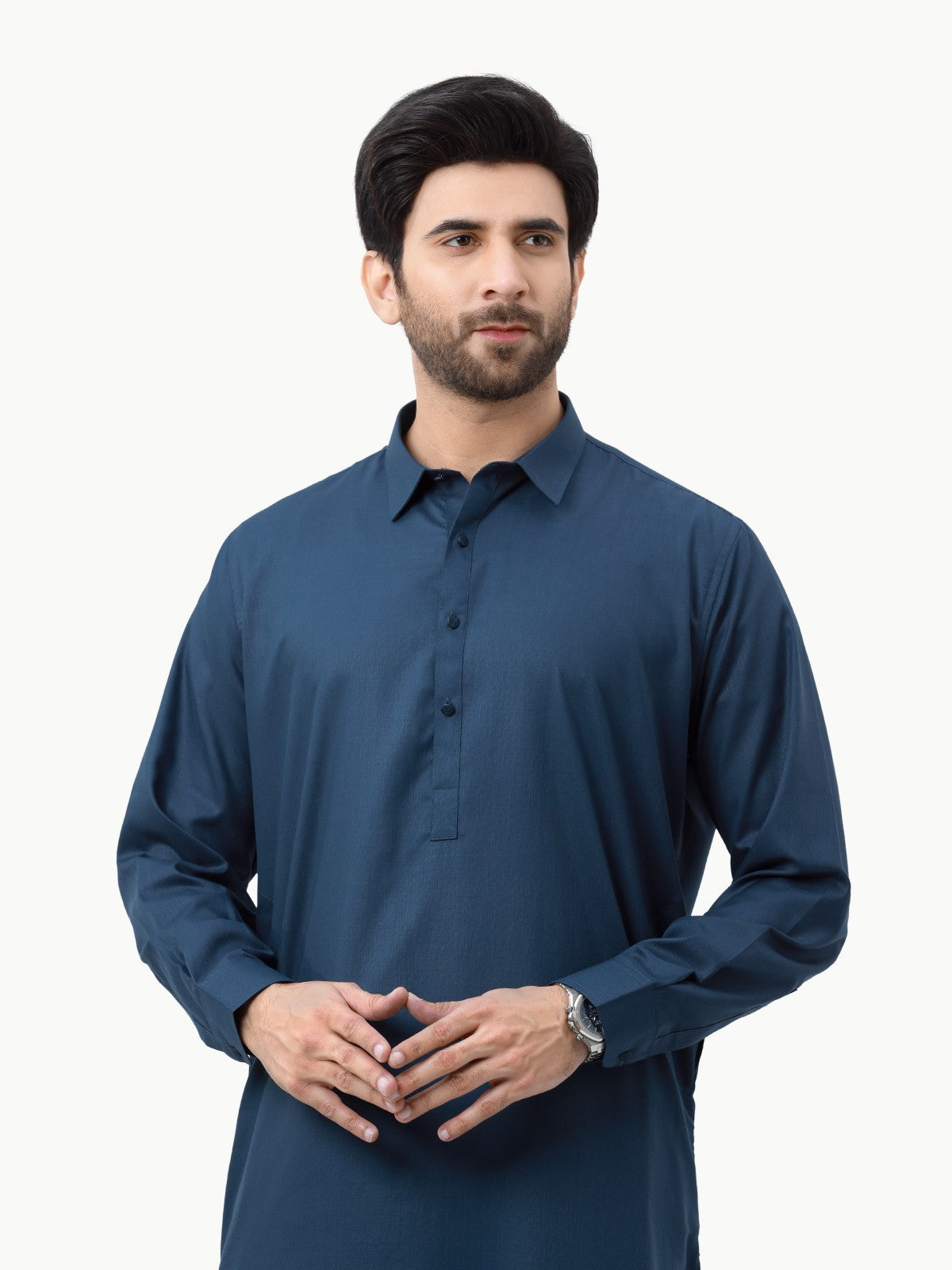 Edenrobe - Men's Dark Navy Kurta Shalwar Plain - EMTKSP23-41001