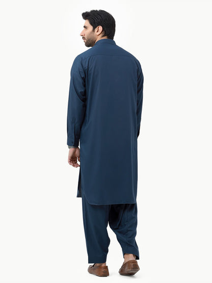 Edenrobe - Men's Dark Navy Kurta Shalwar Plain - EMTKSP23-41001