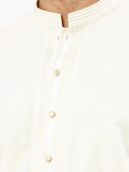 Edenrobe - Men's Cream Kurta Shalwar - EMTKS22-40970