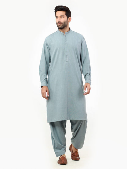 Edenrobe - Men's Bluish Grey Kurta Shalwar - EMTKS22-40972