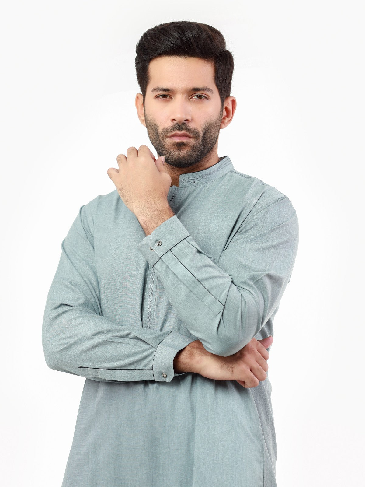 Edenrobe - Men's Bluish Grey Kurta Shalwar - EMTKS22-40972