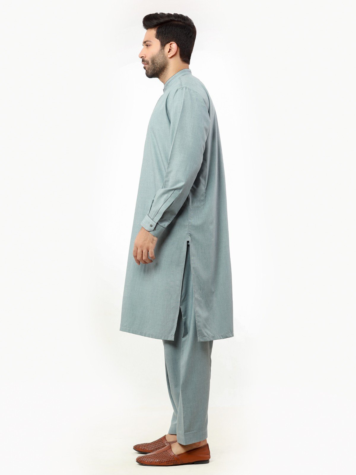 Edenrobe - Men's Bluish Grey Kurta Shalwar - EMTKS22-40972