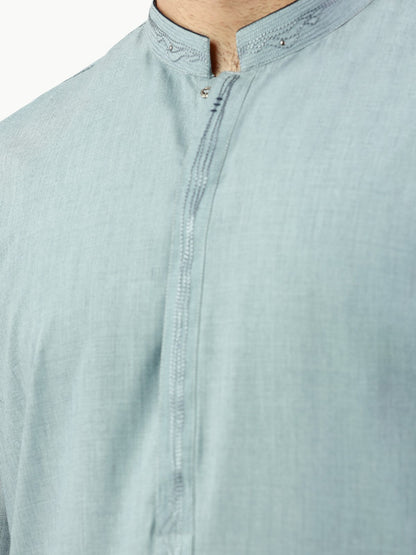 Edenrobe - Men's Bluish Grey Kurta Shalwar - EMTKS22-40972