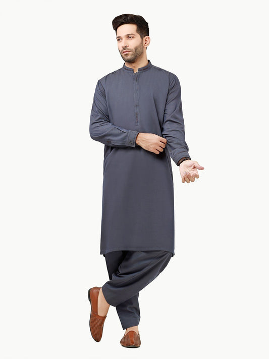 Edenrobe - Men's Purple Kurta Shalwar - EMTKS22S-40956