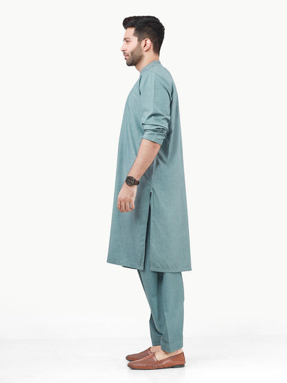 Edenrobe - Men's Teal Blue Kurta Shalwar - EMTKS22S-40959
