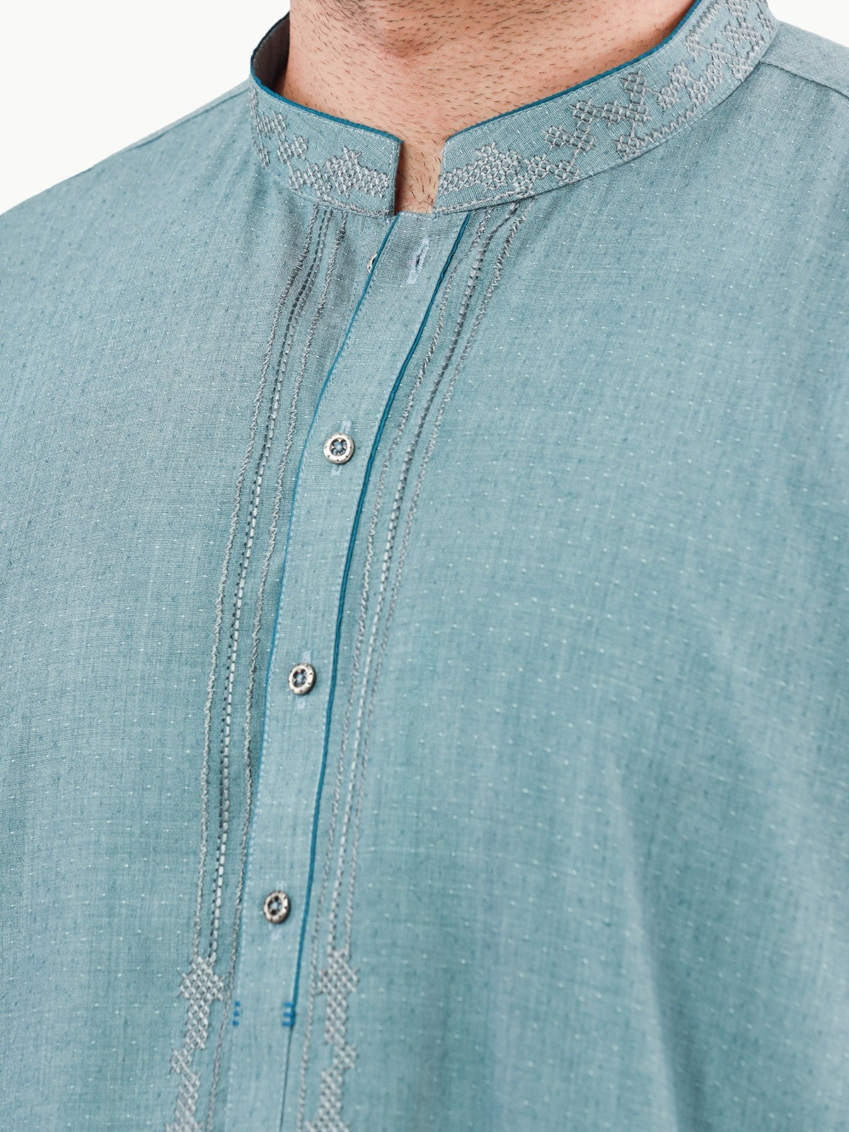 Edenrobe - Men's Teal Blue Kurta Shalwar - EMTKS22S-40959