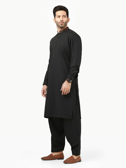Edenrobe - Men's Black Kurta Shalwar - EMTKS22S-40961