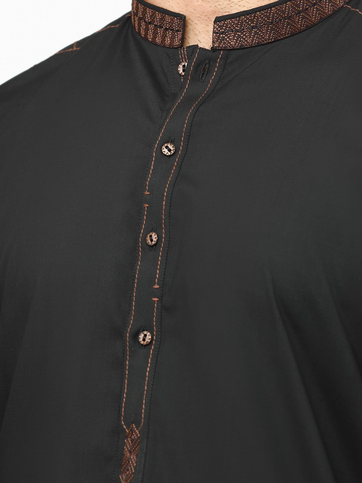 Edenrobe - Men's Black Kurta Shalwar - EMTKS22S-40961