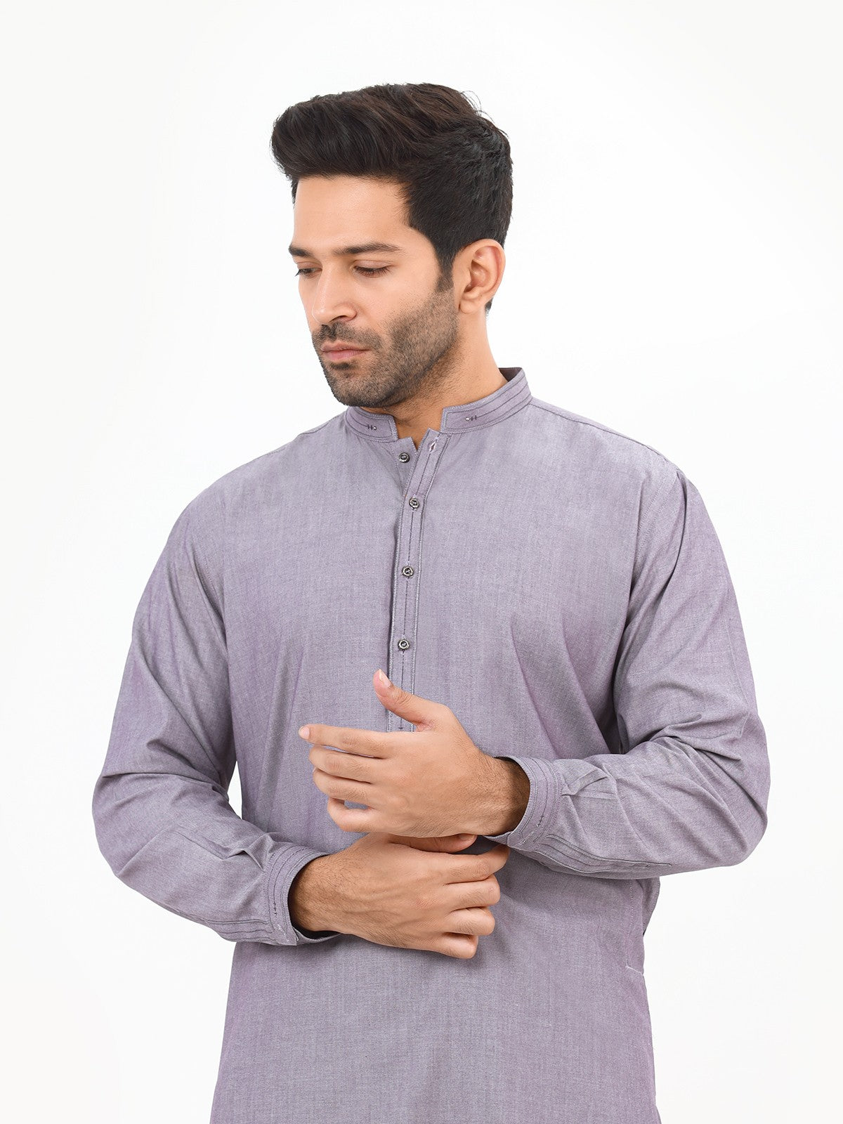 Edenrobe - Men's Light Purple Kurta Shalwar - EMTKS22S-40966
