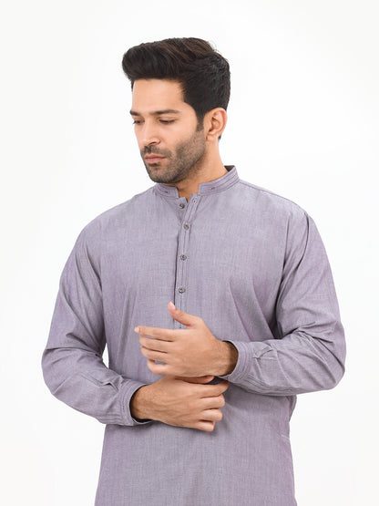 Edenrobe - Men's Light Purple Kurta Shalwar - EMTKS22S-40966
