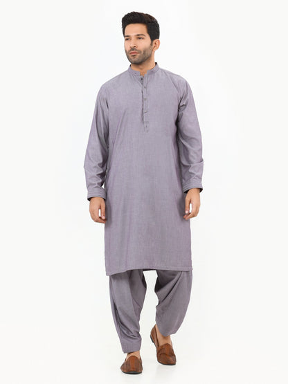 Edenrobe - Men's Light Purple Kurta Shalwar - EMTKS22S-40966