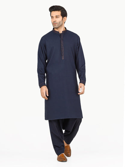 Edenrobe - Men's Dark Navy Kurta Shalwar - EMTKS22S-40975