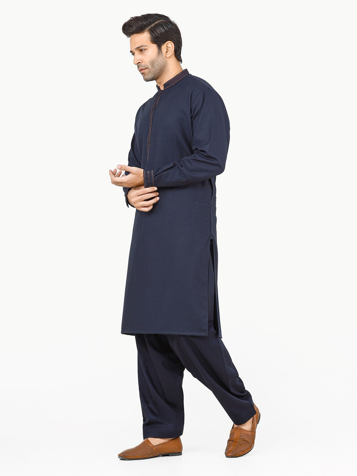 Edenrobe - Men's Dark Navy Kurta Shalwar - EMTKS22S-40975