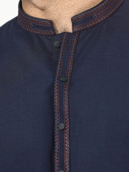 Edenrobe - Men's Dark Navy Kurta Shalwar - EMTKS22S-40975