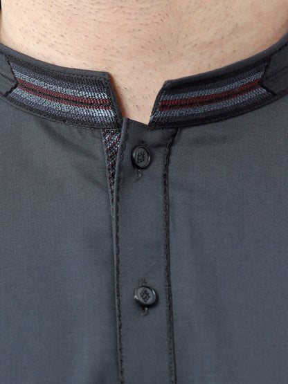 Edenrobe - Men's Charcoal Kurta Shalwar - EMTKS23-40992