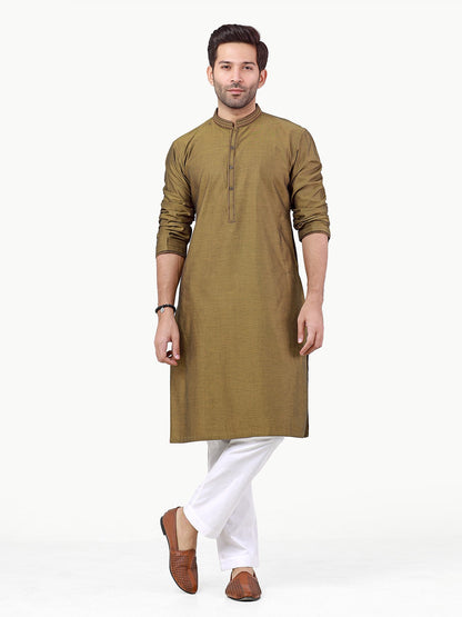 Edenrobe - Men's Mehndi Kurta - EMTK22-99261