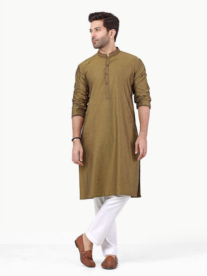 Edenrobe - Men's Mehndi Kurta - EMTK22-99261