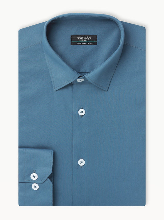 Edenrobe - Men's Teal Blue Shirt Plain - EMTSB22-142