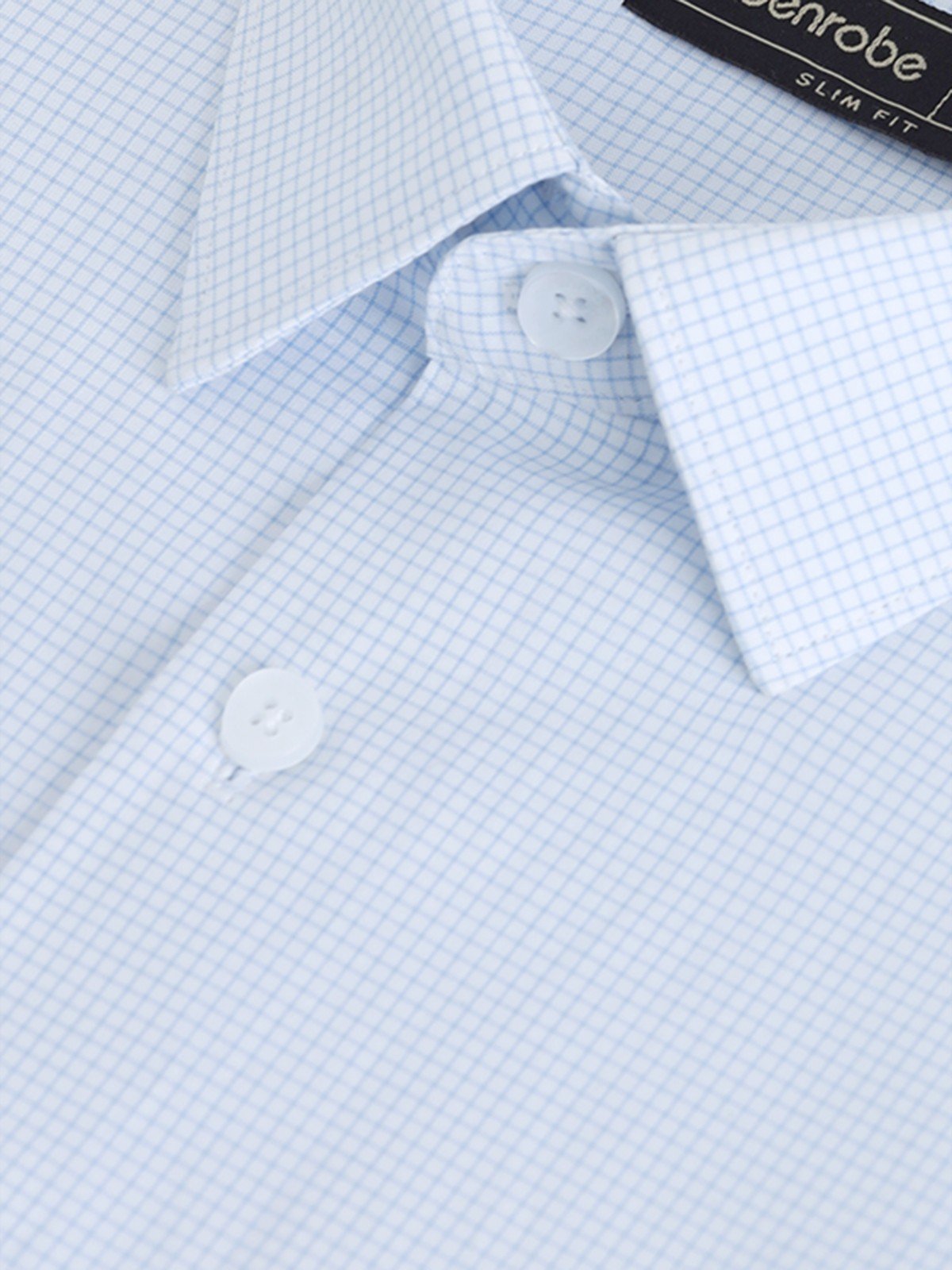 Edenrobe - Men's White & Blue Shirt - EMTSI23-50290