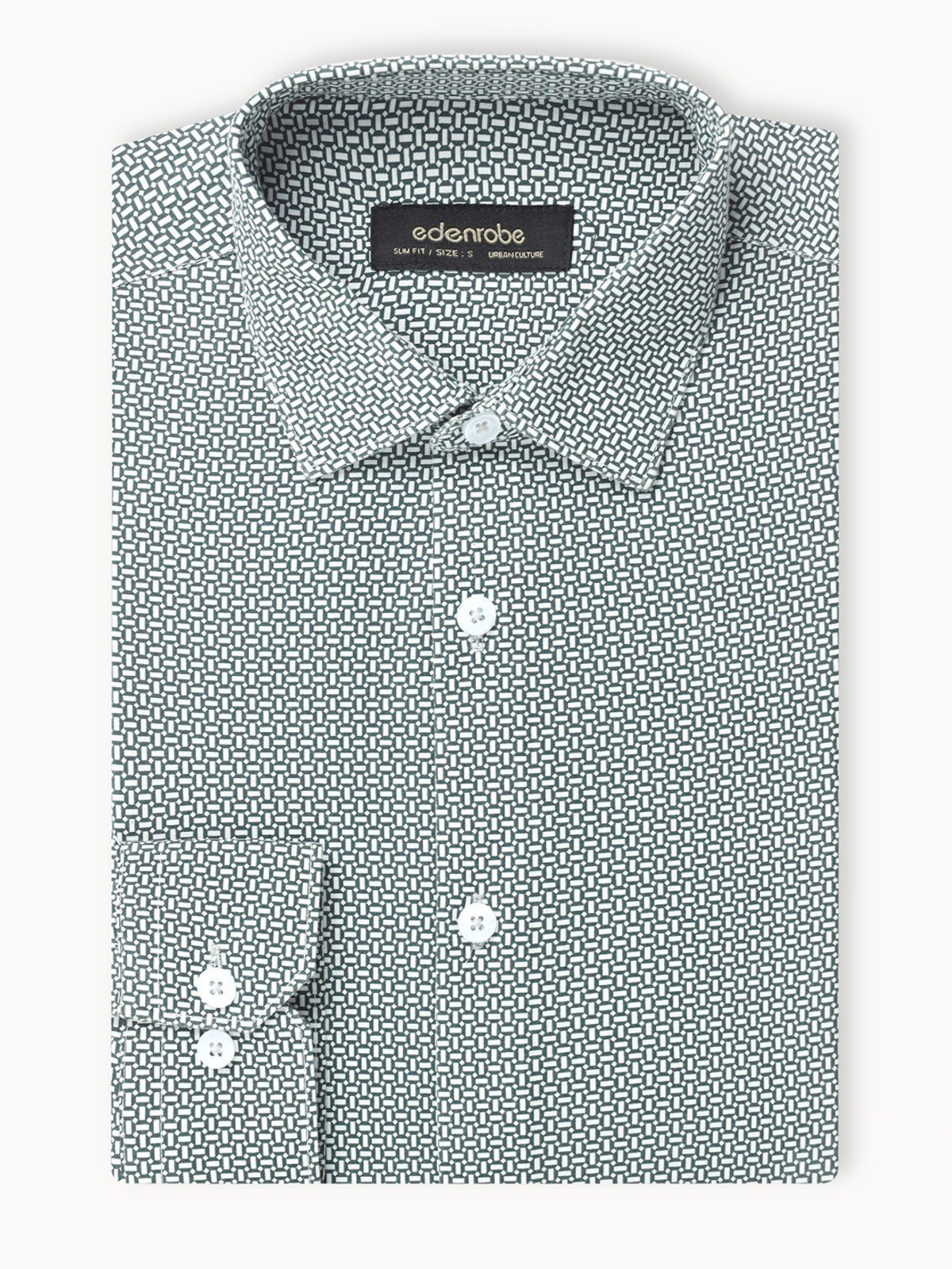 Edenrobe - Men's White & Green Shirt - EMTSUC22-178