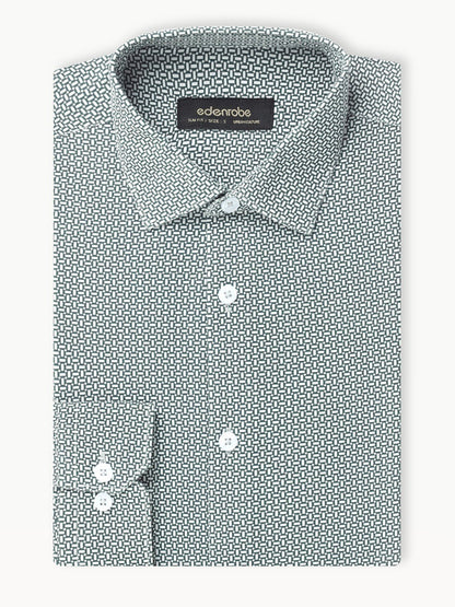 Edenrobe - Men's White & Green Shirt - EMTSUC22-178