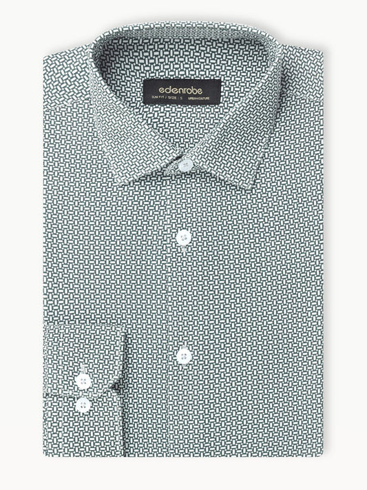 Edenrobe - Men's White & Green Shirt - EMTSUC22-178