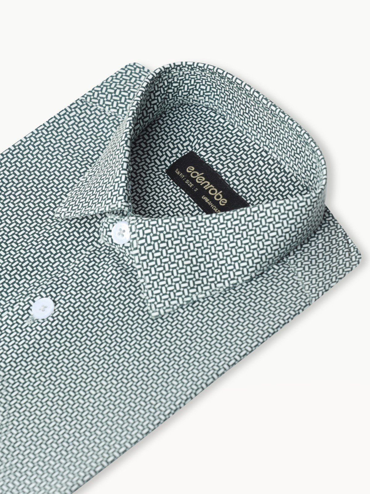 Edenrobe - Men's White & Green Shirt - EMTSUC22-178
