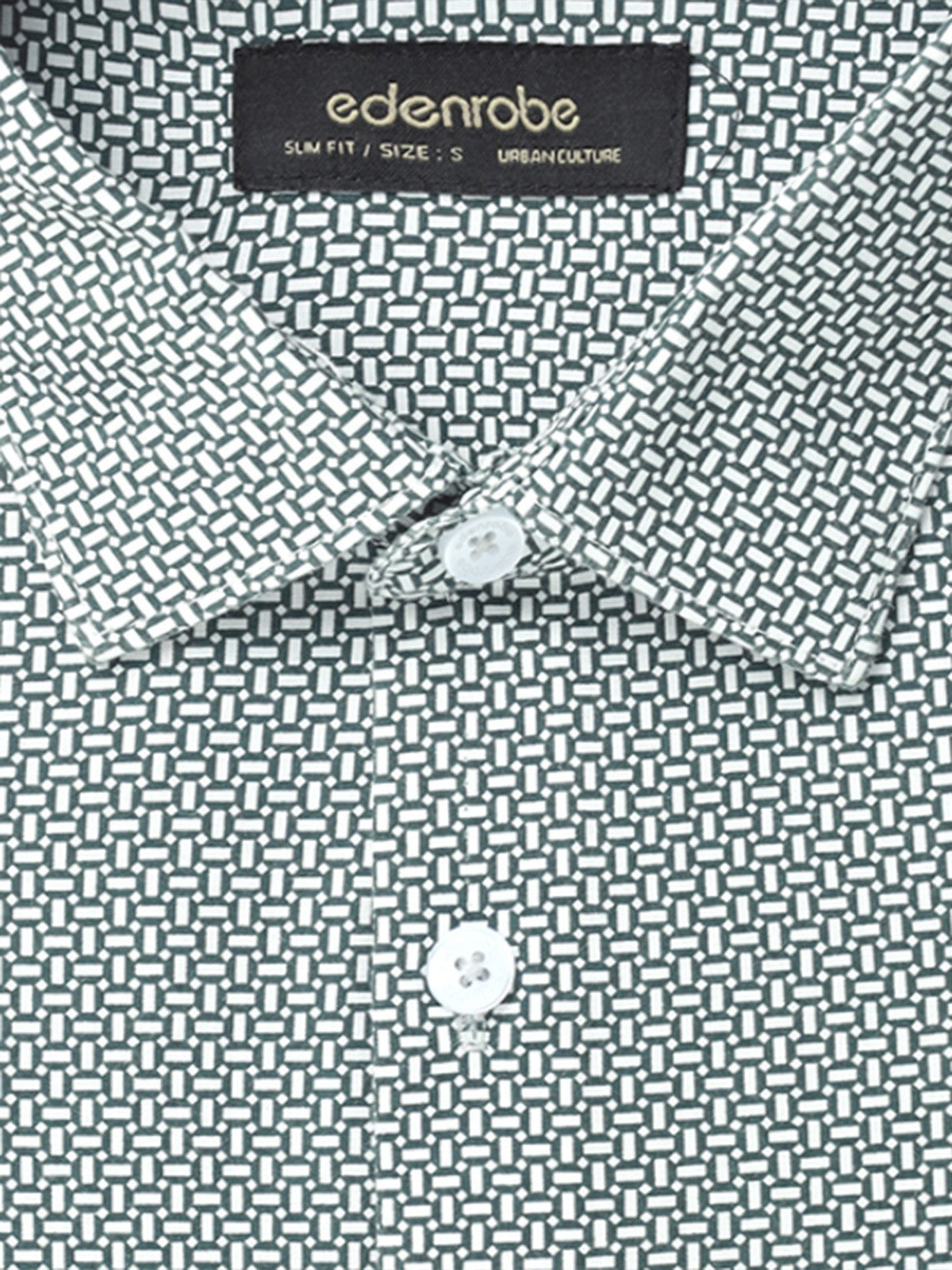 Edenrobe - Men's White & Green Shirt - EMTSUC22-178
