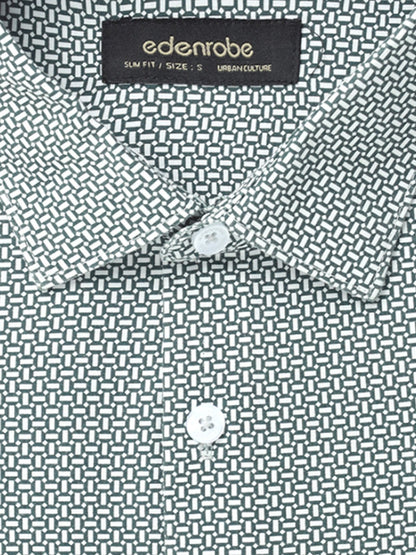 Edenrobe - Men's White & Green Shirt - EMTSUC22-178
