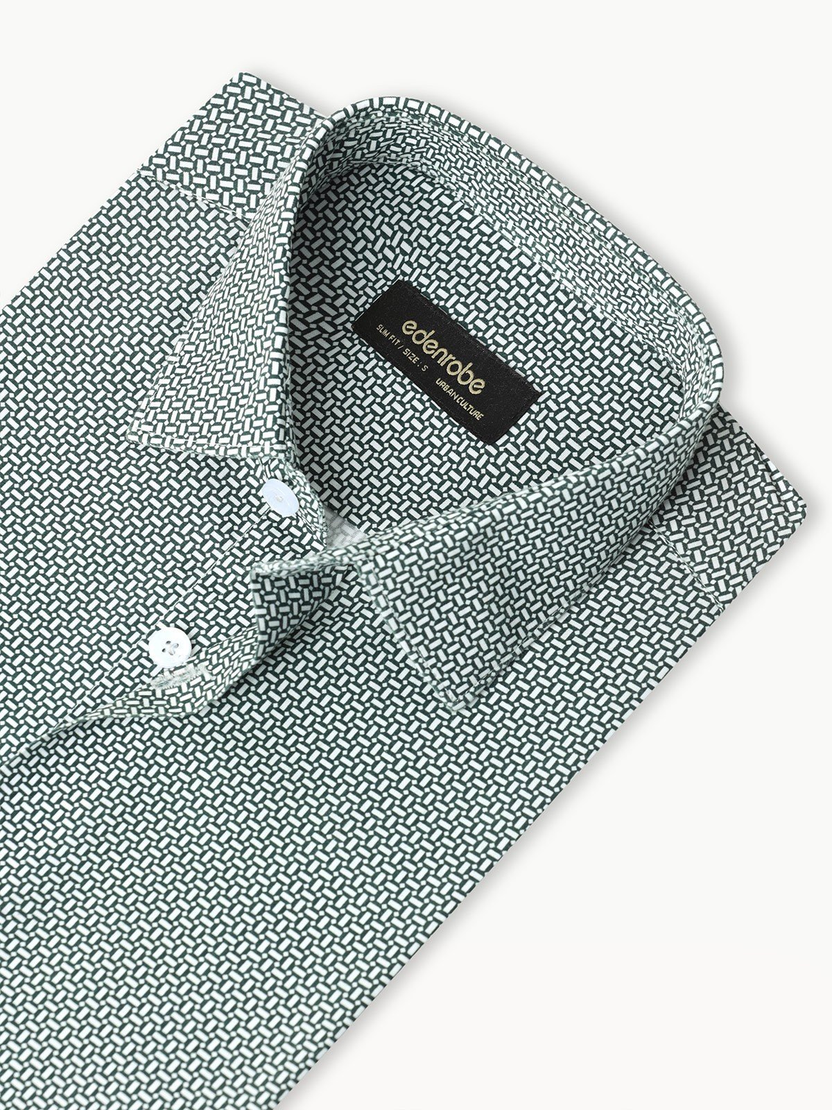 Edenrobe - Men's White & Green Shirt - EMTSUC22-178