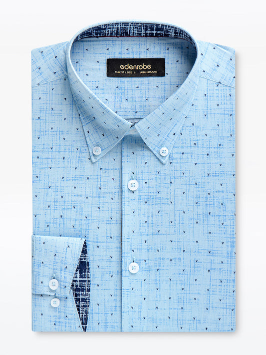 Edenrobe - Men's Sky Blue Shirt - EMTSUC23-193