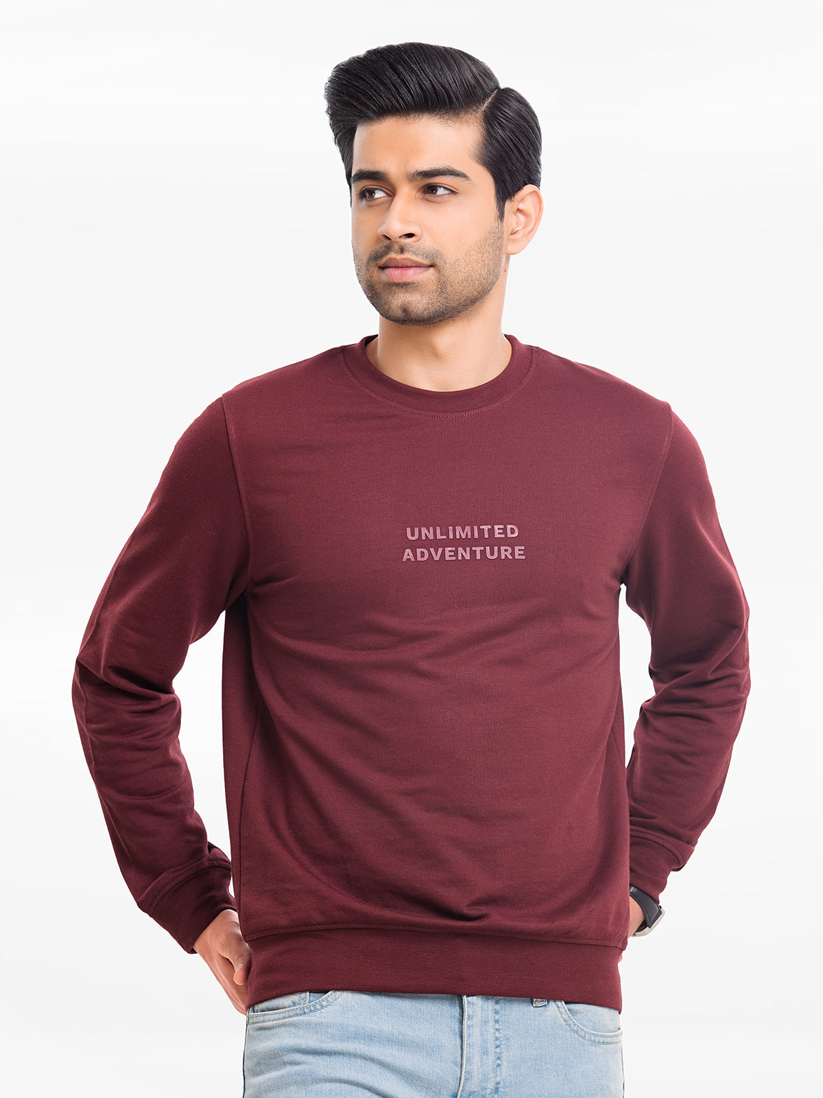 Edenrobe - Men's Maroon Sweatshirt - EMTSS23-010