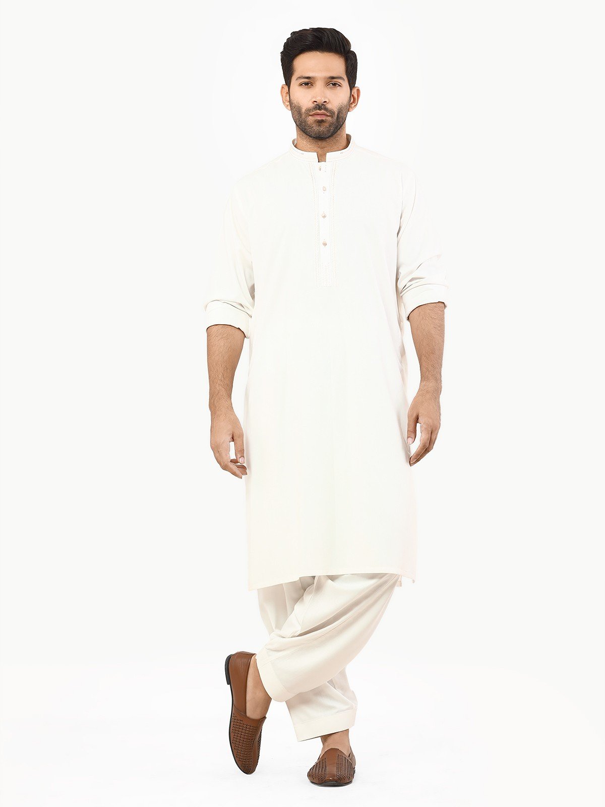 Edenrobe - Men's Off White Kurta Shalwar - EMTKS22S-40969