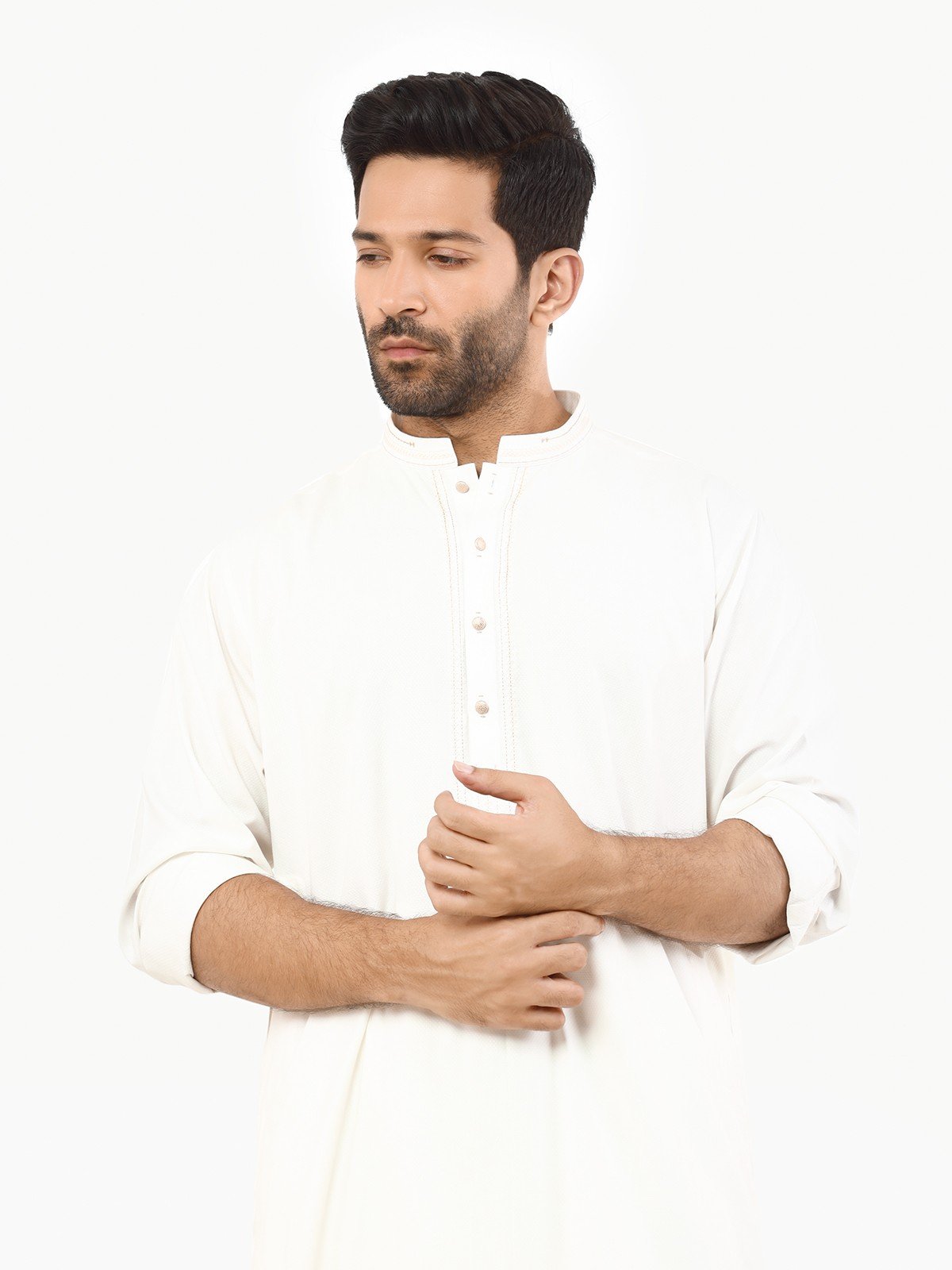 Edenrobe - Men's Off White Kurta Shalwar - EMTKS22S-40969