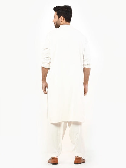 Edenrobe - Men's Off White Kurta Shalwar - EMTKS22S-40969